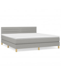 Giroletto a Molle con Materasso Grigio Chiaro160x200 cm Tessuto 2