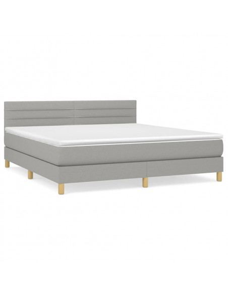 Giroletto a Molle con Materasso Grigio Chiaro160x200 cm Tessuto