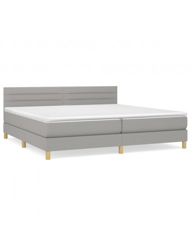 Giroletto a Molle con Materasso Grigio Chiaro 200x200cm Tessuto