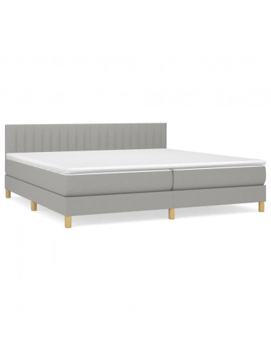 Giroletto a Molle con Materasso Grigio Chiaro 200x200cm Tessuto