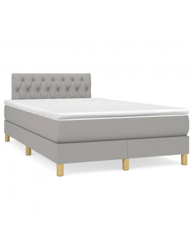 Giroletto a Molle con Materasso Grigio Chiaro 120x200cm Tessuto