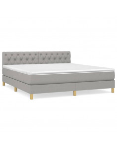 Giroletto a Molle con Materasso Grigio Chiaro160x200 cm Tessuto 2