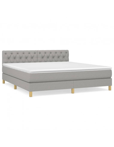 Giroletto a Molle con Materasso Grigio Chiaro160x200 cm Tessuto