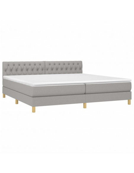 Giroletto a Molle con Materasso Grigio Chiaro 200x200cm Tessuto