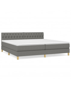 Giroletto a Molle con Materasso Grigio Scuro 200x200 cm Tessuto 2