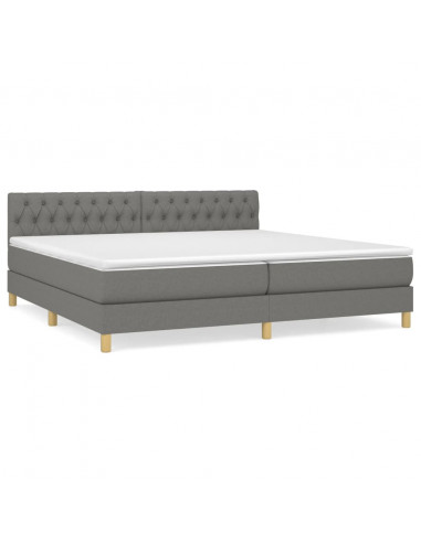 Giroletto a Molle con Materasso Grigio Scuro 200x200 cm Tessuto