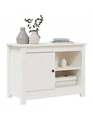 Mobile Porta TV Bianco 70x36,5x52 cm in Legno Massello di Pino
