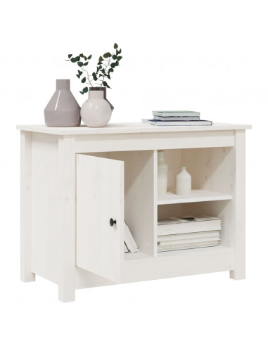 Mobile Porta TV Bianco 70x36,5x52 cm in Legno Massello di Pino