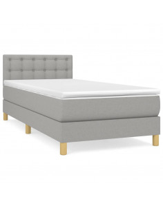 Giroletto a Molle con Materasso Grigio Chiaro 90x200 cm Tessuto 2