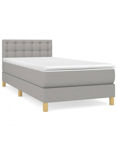 Giroletto a Molle con Materasso Grigio Chiaro100x200 cm Tessuto