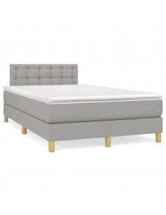 Giroletto a Molle con Materasso Grigio Chiaro 120x200cm Tessuto 2