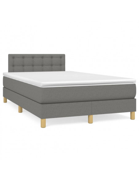 Giroletto a Molle con Materasso Grigio Scuro 120x200 cm Tessuto