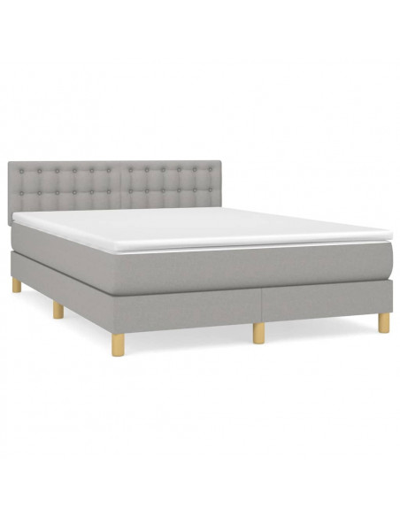 Giroletto a Molle con Materasso Grigio Chiaro 140x200cm Tessuto