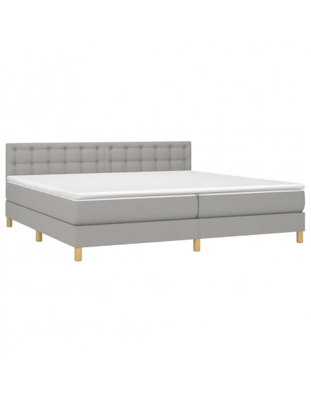 Giroletto a Molle con Materasso Grigio Chiaro 200x200cm Tessuto