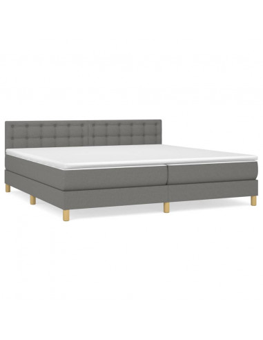 Giroletto a Molle con Materasso Grigio Scuro 200x200 cm Tessuto