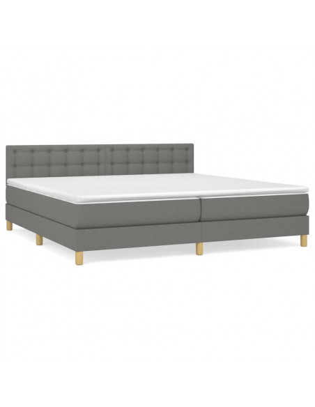 Giroletto a Molle con Materasso Grigio Scuro 200x200 cm Tessuto