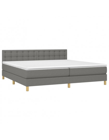 Giroletto a Molle con Materasso Grigio Scuro 200x200 cm Tessuto