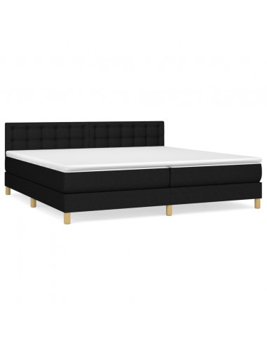 Giroletto a Molle con Materasso Nero 200x200 cm in Tessuto