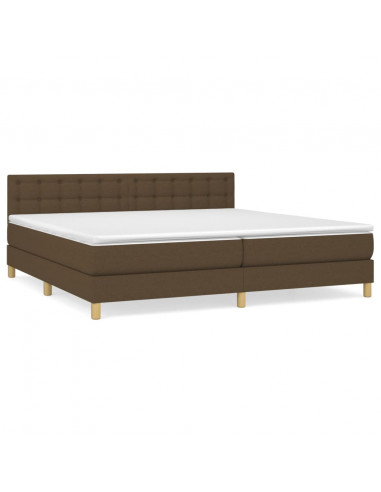 Giroletto a Molle con Materasso Marrone Scuro 200x200cm Tessuto