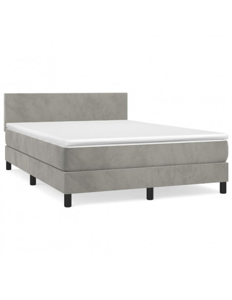 Giroletto a Molle con Materasso Grigio Chiaro 140x200cm Velluto