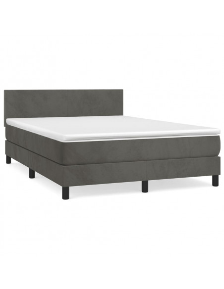 Giroletto a Molle con Materasso Grigio Scuro 140x200 cm Velluto