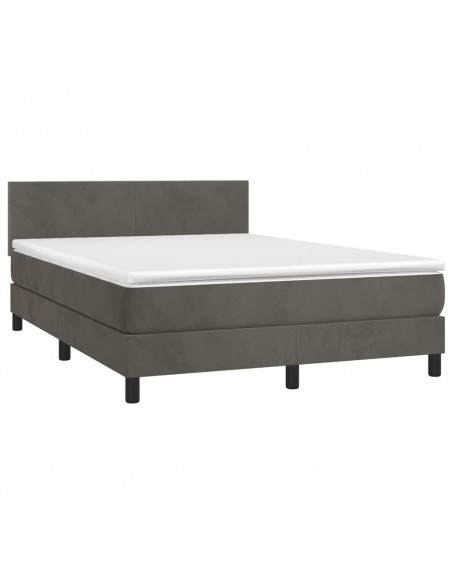 Giroletto a Molle con Materasso Grigio Scuro 140x200 cm Velluto
