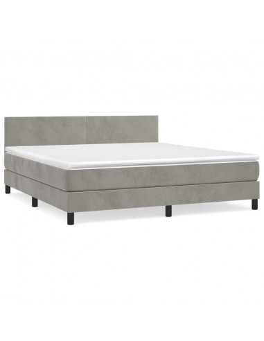 Giroletto a Molle con Materasso Grigio Chiaro 180x200cm Velluto