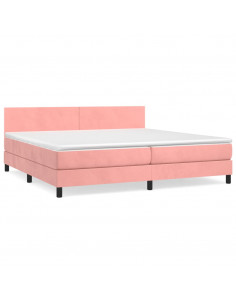 Giroletto a Molle con Materasso Rosa 200x200 cm in Velluto 2