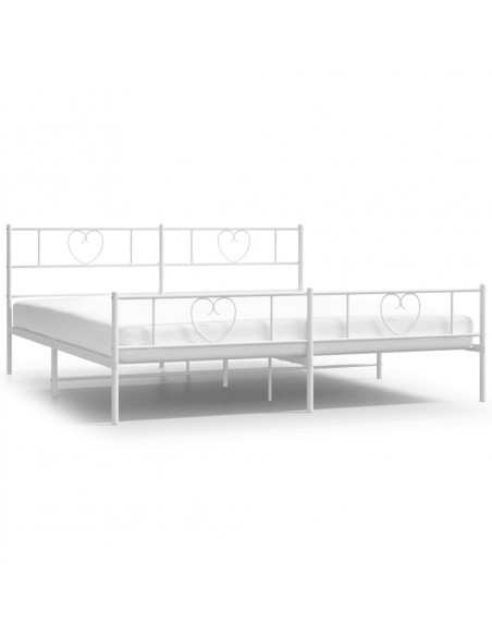 Giroletto con Testiera e Pediera Metallo Bianco 200x200 cm
