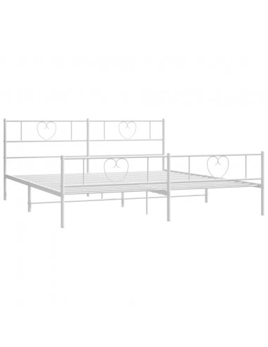 Giroletto con Testiera e Pediera Metallo Bianco 200x200 cm