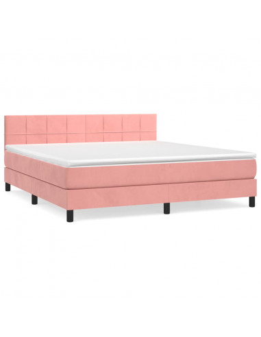 Giroletto a Molle con Materasso Rosa 160x200 cm in Velluto