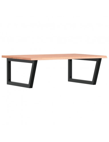 Ripiano a Parete per Lavabo in Acciaio e Massello di Rovere