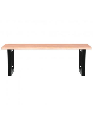 Ripiano a Parete per Lavabo in Acciaio e Massello di Rovere