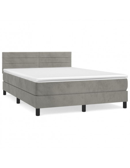 Giroletto a Molle con Materasso Grigio Chiaro 140x200cm Velluto