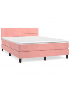 Giroletto a Molle con Materasso Rosa 140x200 cm in Velluto 2