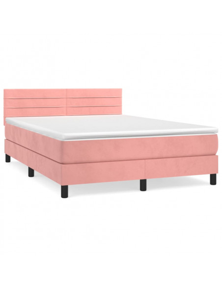 Giroletto a Molle con Materasso Rosa 140x200 cm in Velluto