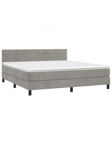 Giroletto a Molle con Materasso Grigio Chiaro 160x200cm Velluto