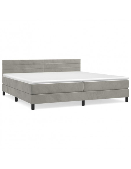 Giroletto a Molle con Materasso Grigio Chiaro 200x200cm Velluto