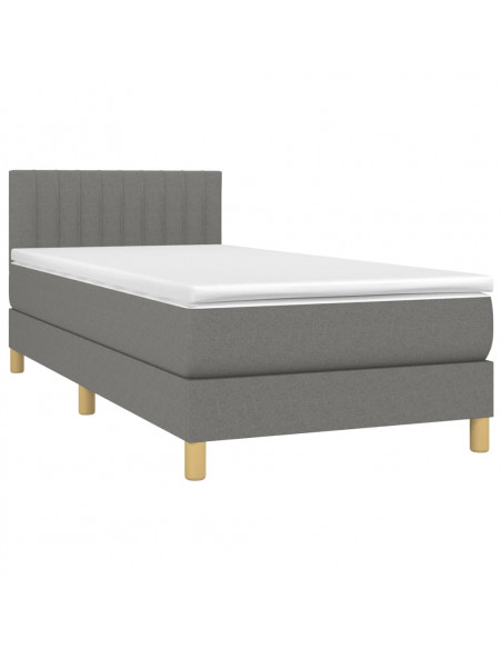 Letto a Molle Materasso e LED Grigio Scuro 80x200 cm in Tessuto