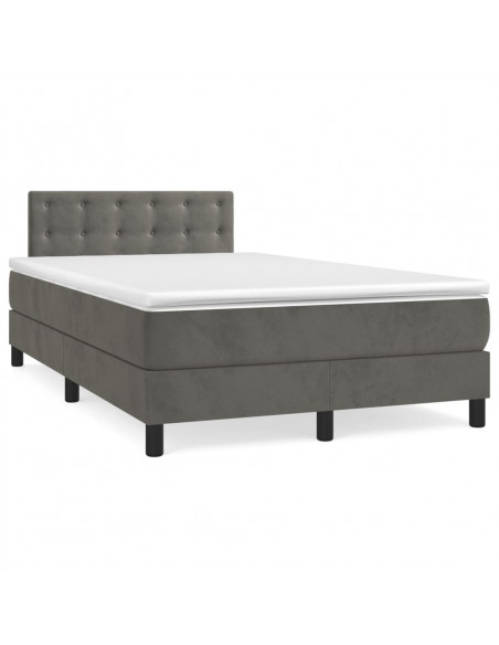 Giroletto a Molle con Materasso Grigio Scuro 120x200 cm Velluto