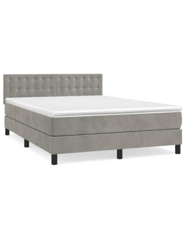 Giroletto a Molle con Materasso Grigio Chiaro 140x190cm Velluto