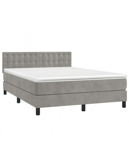 Giroletto a Molle con Materasso Grigio Chiaro 140x190cm Velluto