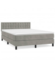 Giroletto a Molle con Materasso Grigio Chiaro 140x200cm Velluto 2