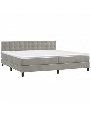 Giroletto a Molle con Materasso Grigio Chiaro 200x200cm Velluto