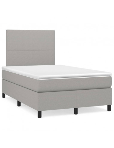 Giroletto a Molle con Materasso Grigio Chiaro 120x200cm Tessuto