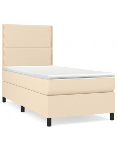 Giroletto a Molle con Materasso Crema 90x190 cm in Tessuto