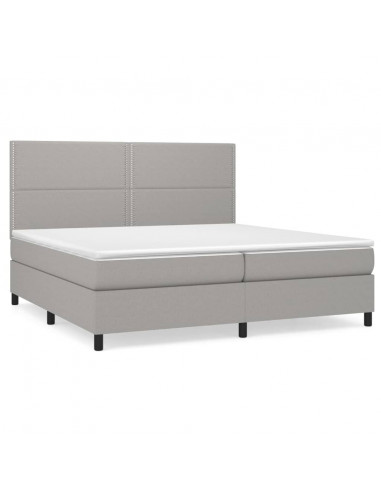 Giroletto a Molle con Materasso Grigio Chiaro 200x200cm Tessuto