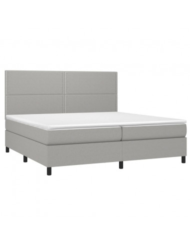 Giroletto a Molle con Materasso Grigio Chiaro 200x200cm Tessuto