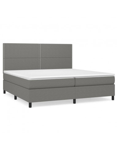 Giroletto a Molle con Materasso Grigio Scuro 200x200 cm Tessuto