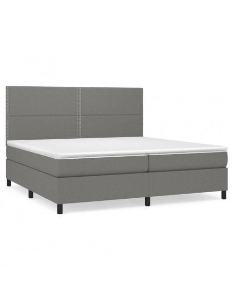 Giroletto a Molle con Materasso Grigio Scuro 200x200 cm Tessuto